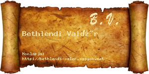 Bethlendi Valér névjegykártya